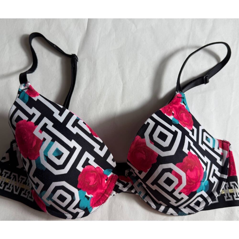 Victoria's Secret Wear Everywhere Push-up Bra Icon Rose Print‎ 32C